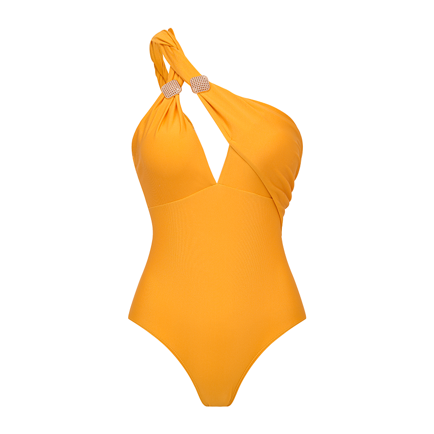Gold One-Shoulder Cutout Swimsuit Set(s)