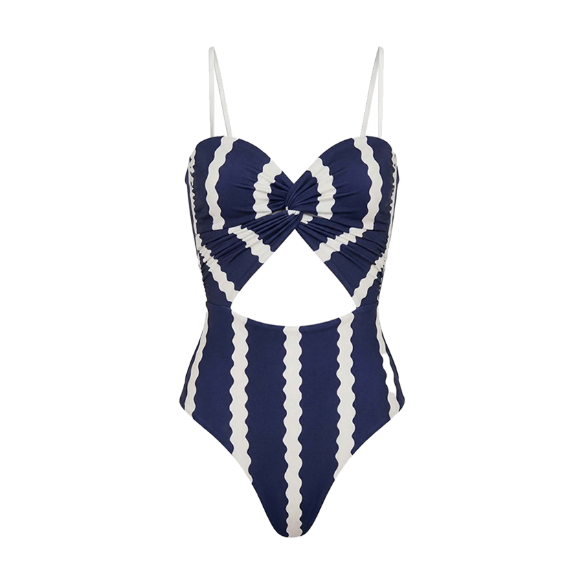 Midnight Blue Wavy Stripes Swimsuit Set(s)