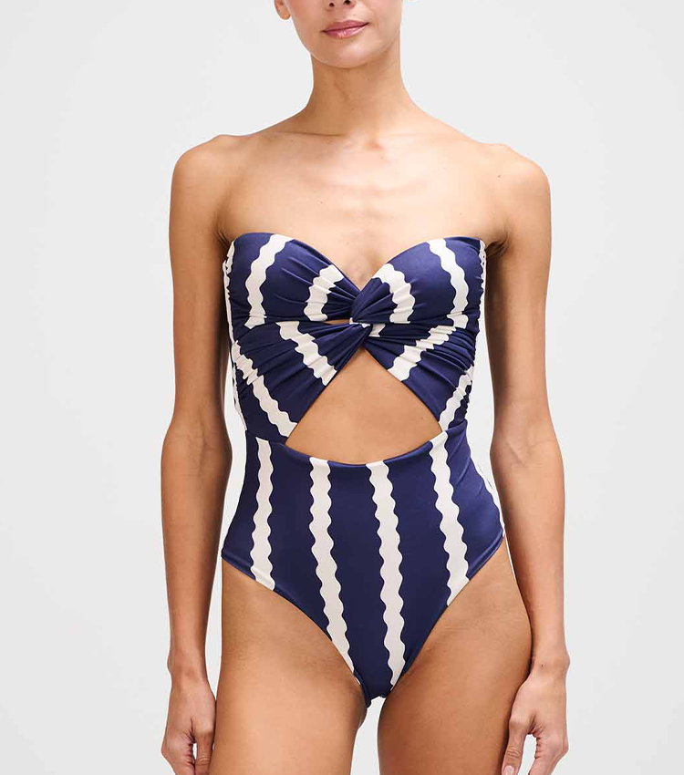 Midnight Blue Wavy Stripes Swimsuit Set(s)