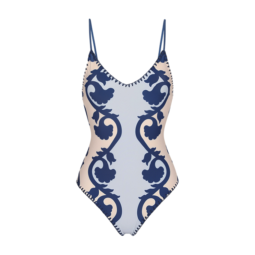 Midnight Blue Ethnic-style Print Swimsuit set(s)