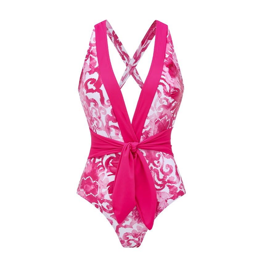 Bow-detailed Flowews Print Swimsuit set(s)