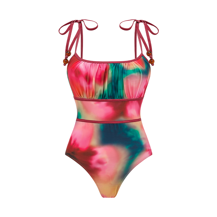 [Copy]Orange Lily Print Swimsuit Set(s)