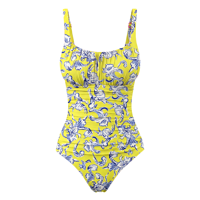 Tummy Control Ruched Yellow Swimsuit set(s)