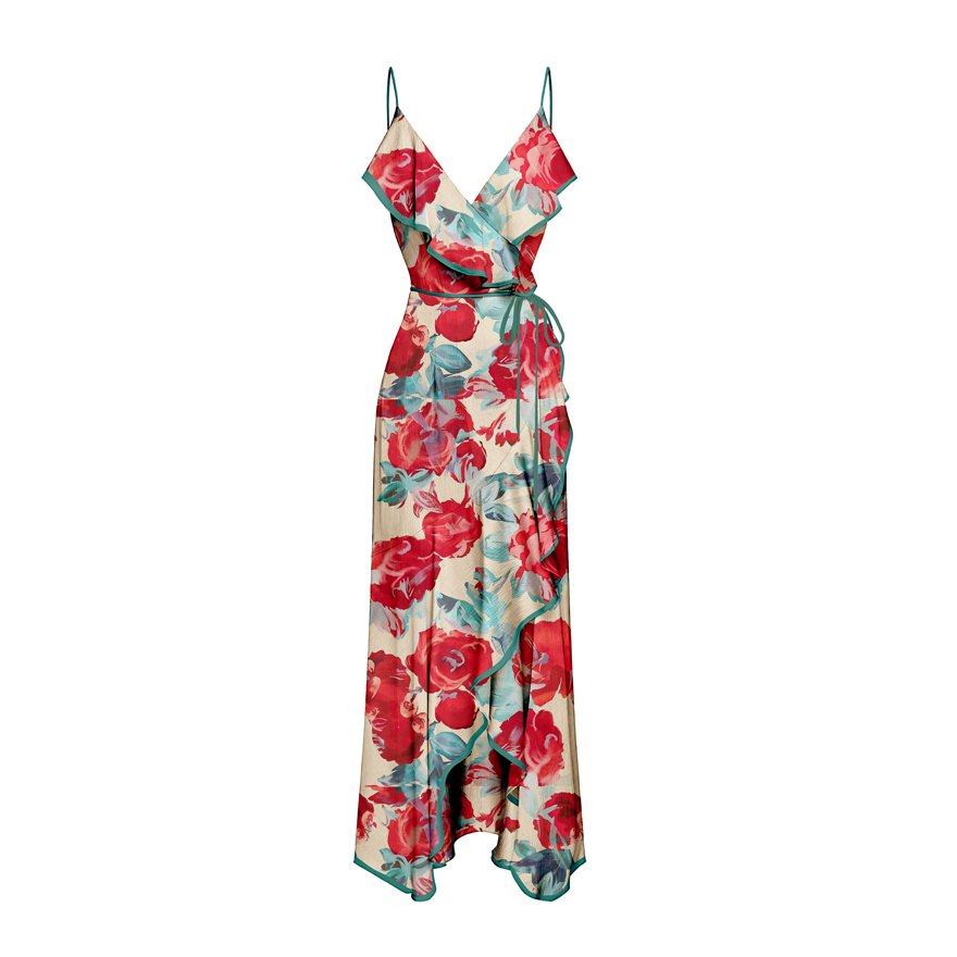 Printed Camisole Asymmetric Maxi Dress