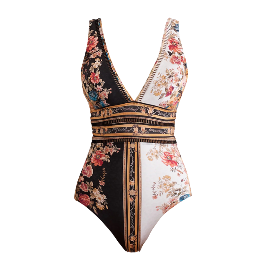 V Neck Color Blocking Swimsuit Set(s)