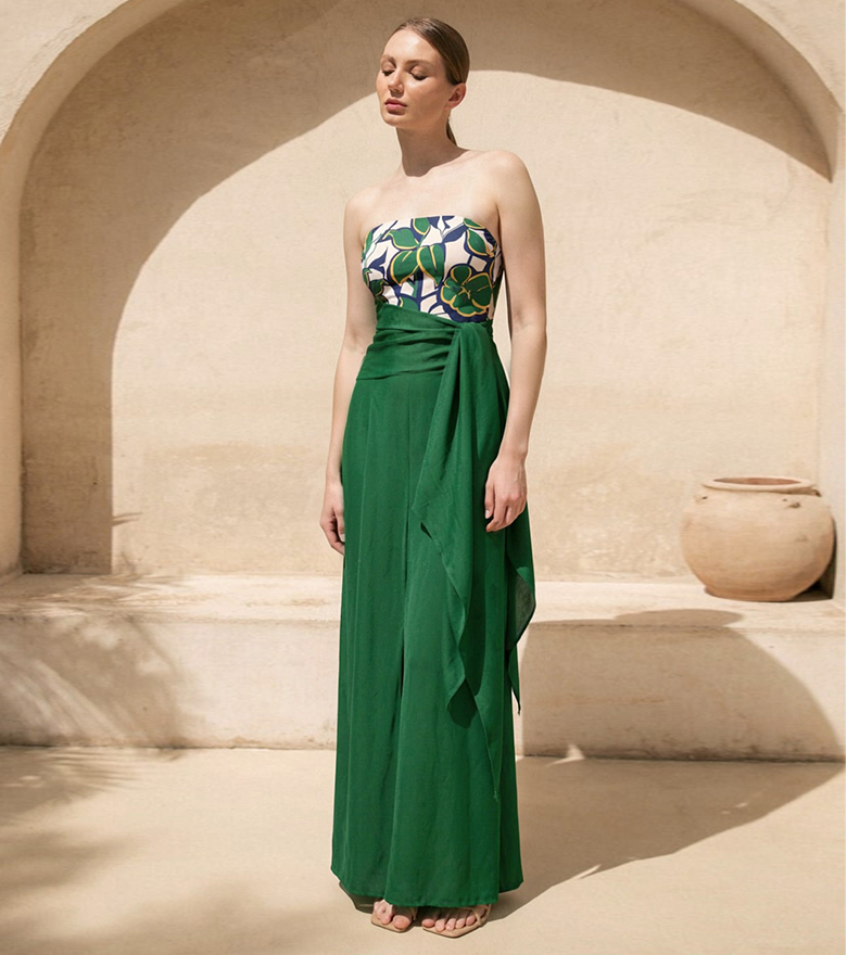 Printed Tube Top Jumpsuit