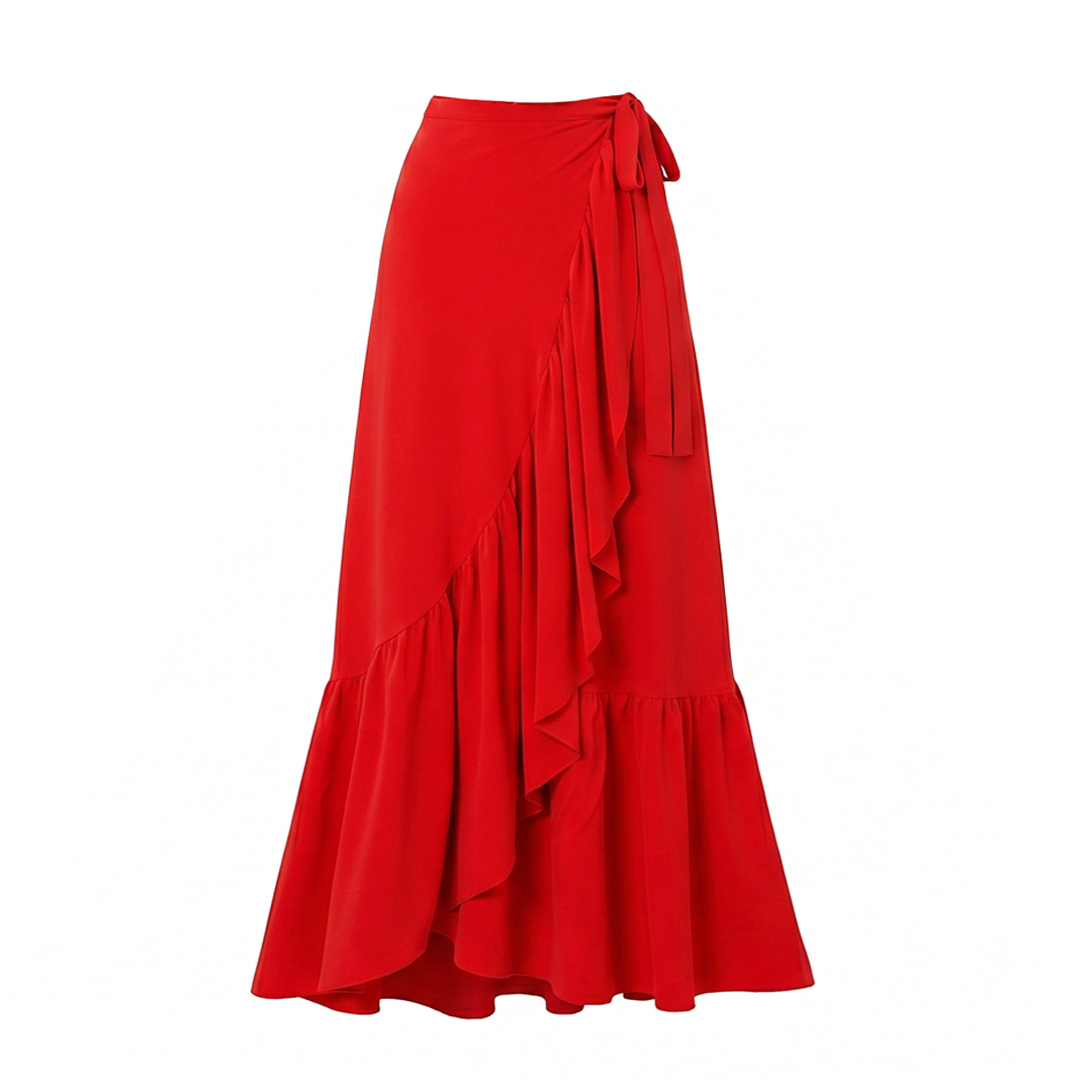 Detachable 3D Flower Red One Piece Swimsuit and Skirt Flaxmaker