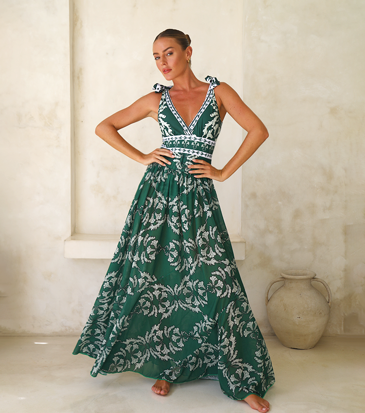 V Neck Lace Up Printed One Piece Swimsuit and Skirt