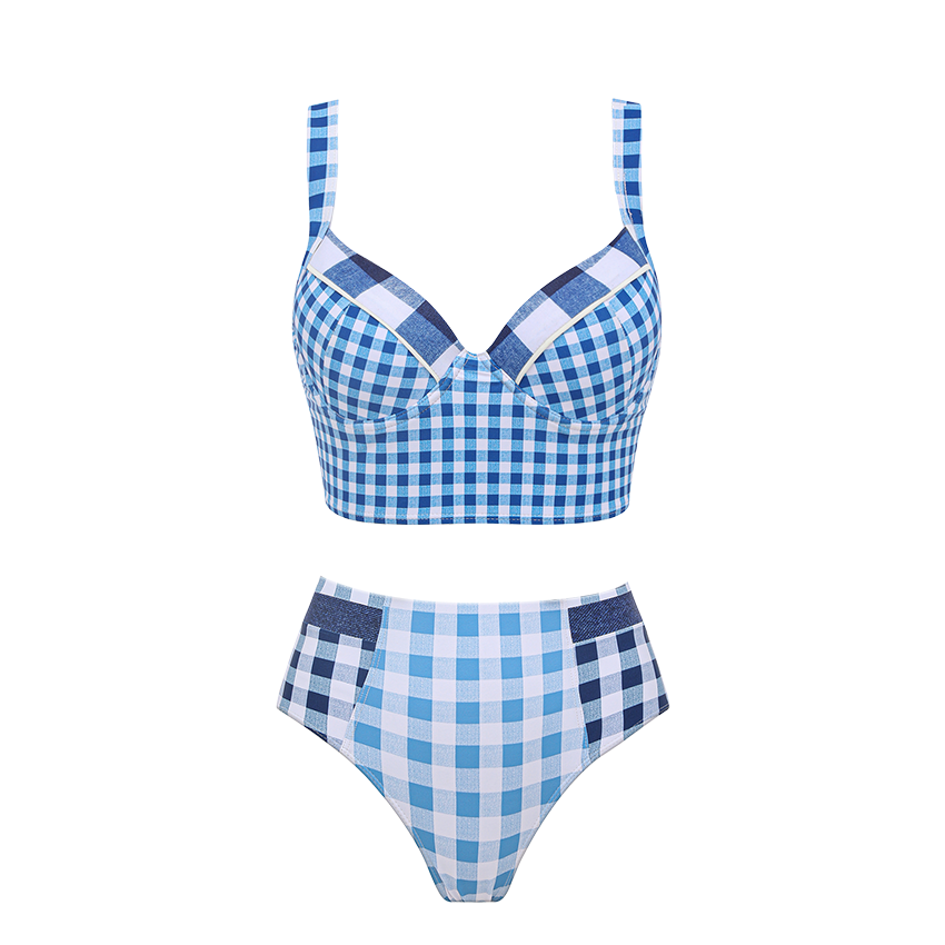 Push Up Plaid Printed Swimsuit Set(s)