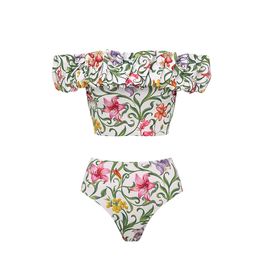 Open Shoulder Printed Swimsuit Set(s)