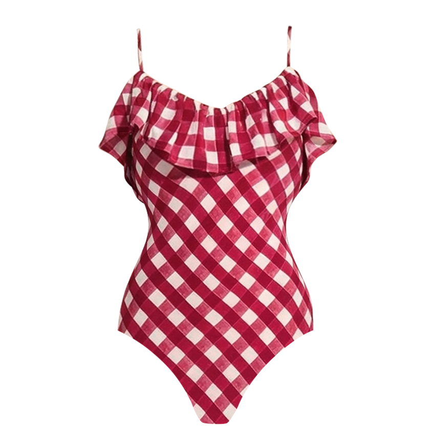 Ruffle Plaid Printed Swimsuit Set(s)