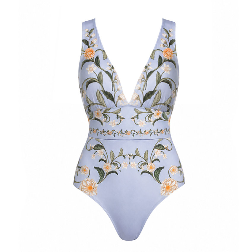 V Neck Floral Print Swimsuit Set(s)