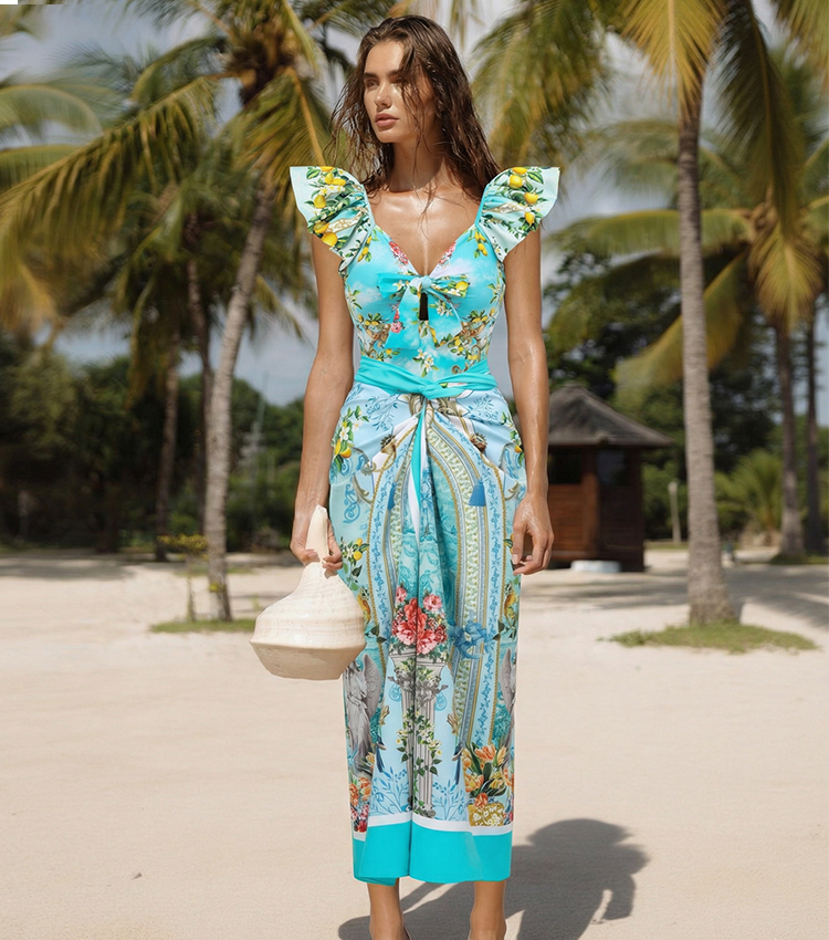 [Copy][Copy][Copy][Copy][Copy]Hollow out Peony Print Swimsuit Set(s)