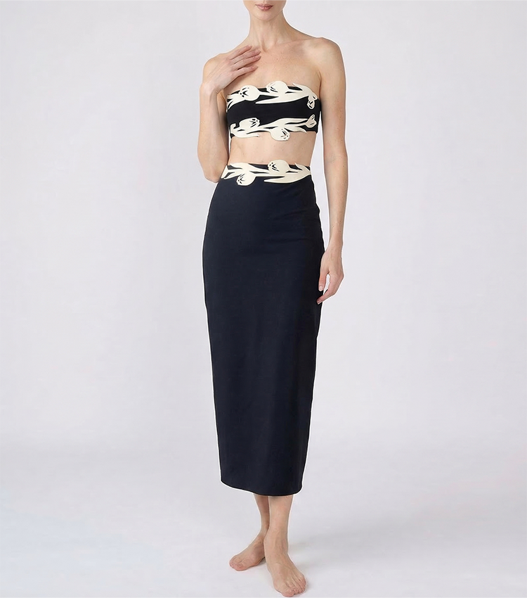 Strapless Tulip Decorate Swimsuit Set(s)