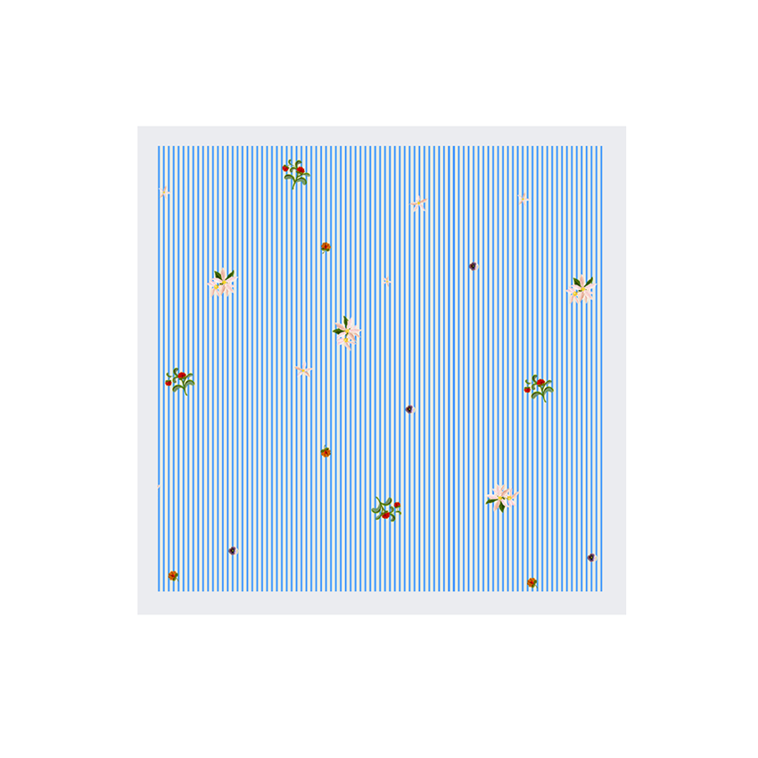 Blue Stripes Print Square Scarf