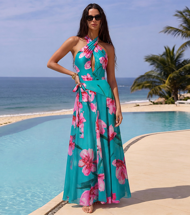 Halter Floral Printed Swimsuit Set(s)
