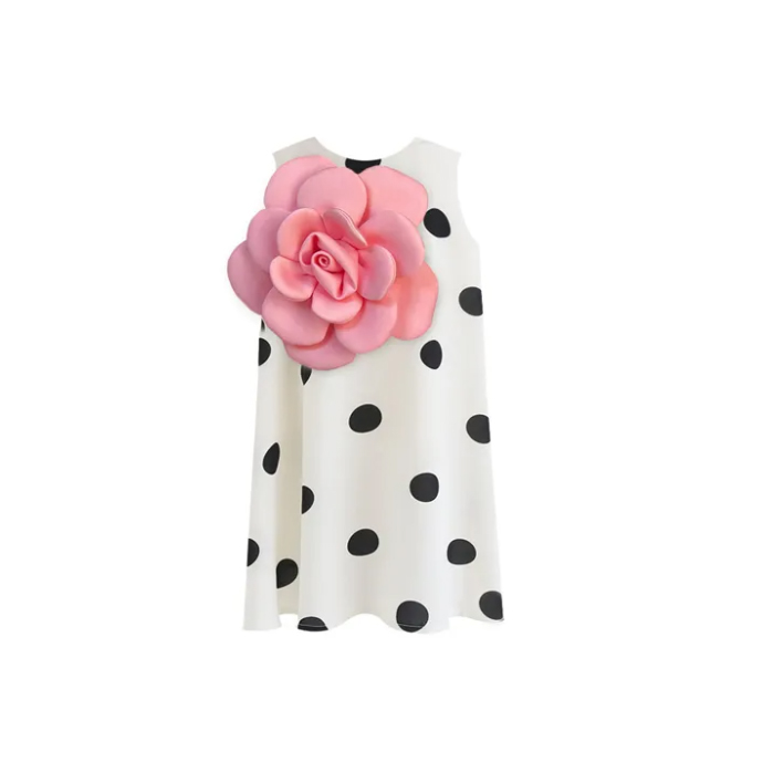 Mom&Me 3D Flower Polka Sleeveless Dress