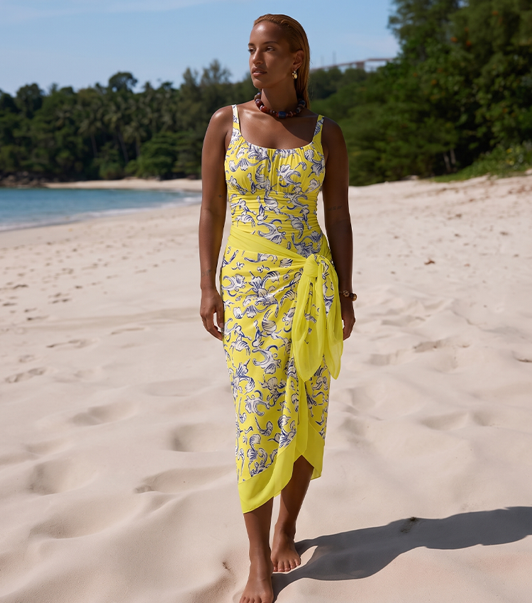 Tummy Control Ruched Yellow Swimsuit set(s)