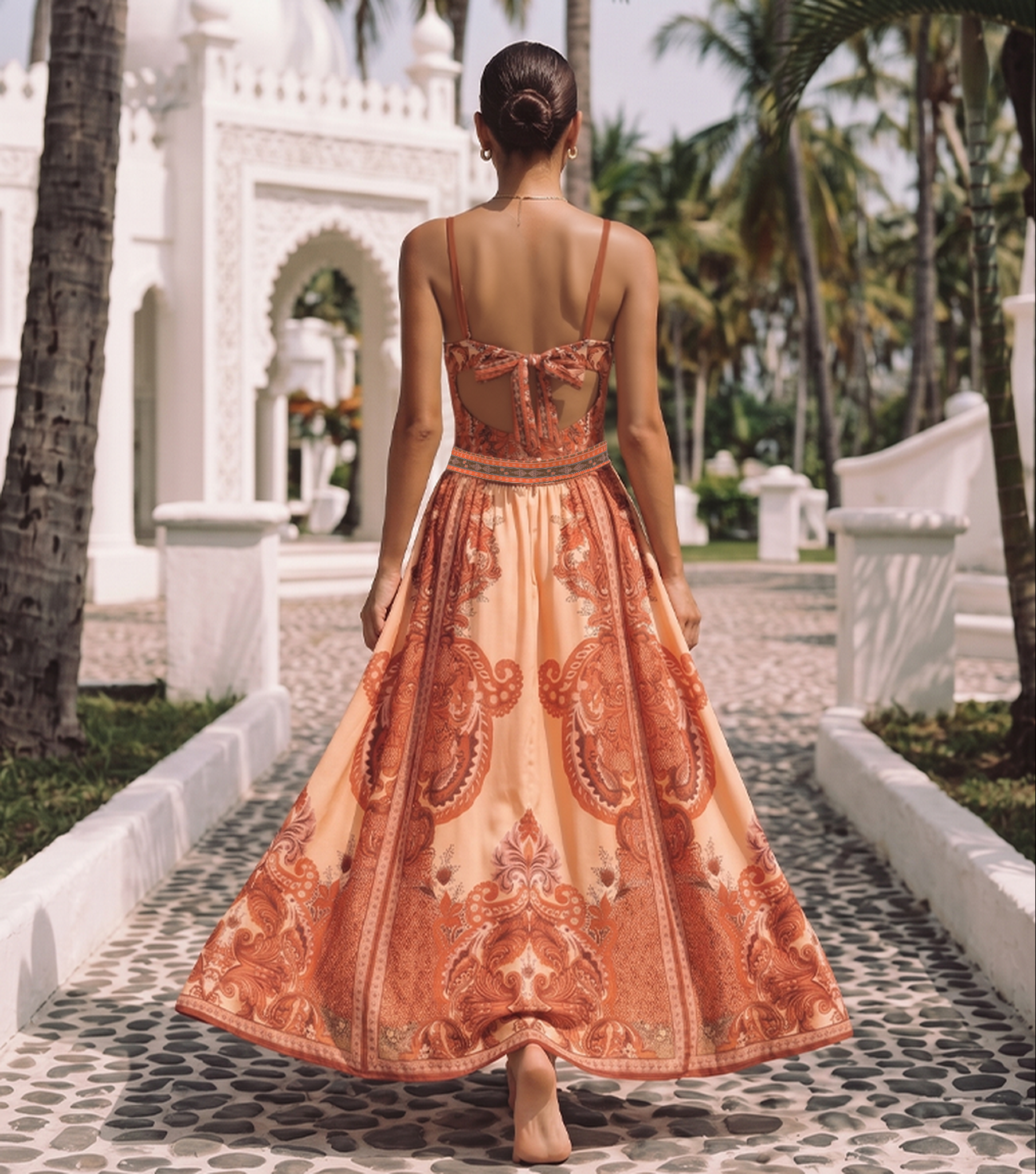 Bow-detailed Paisley Print Swimsuit set(s)