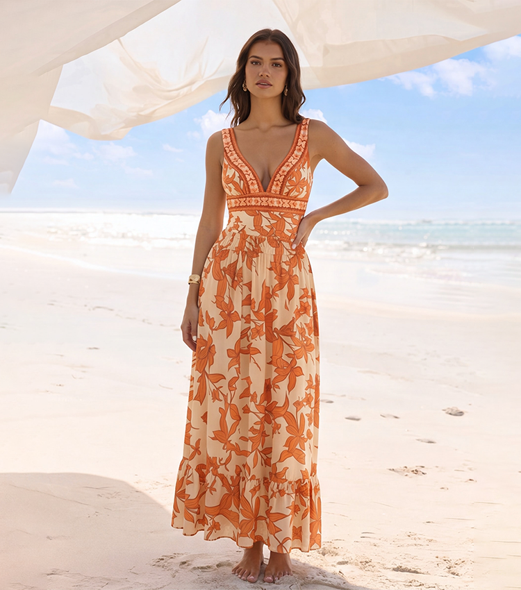V Neck Printed Swimsuit Set(s)