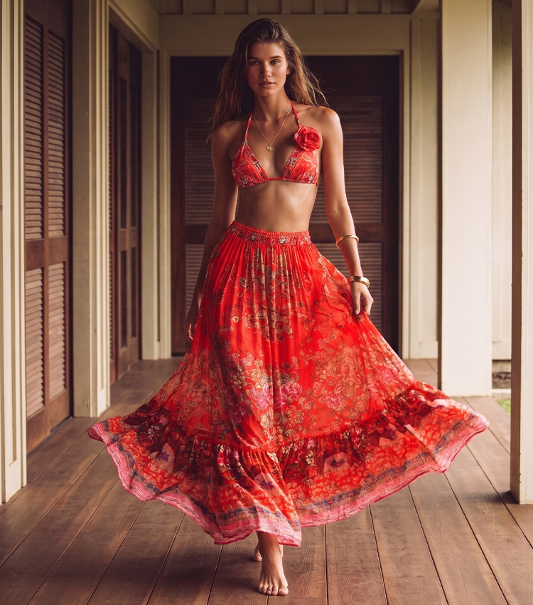3D Red Flowers Triangle Cup Swimsuit Set(s)