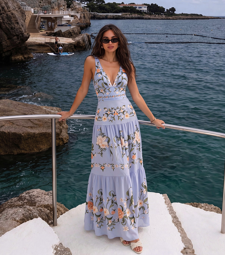 V Neck Floral Print Swimsuit Set(s)