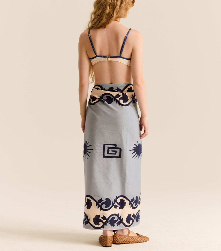 Midnight Blue Ethnic-style Print Swimsuit set(s)