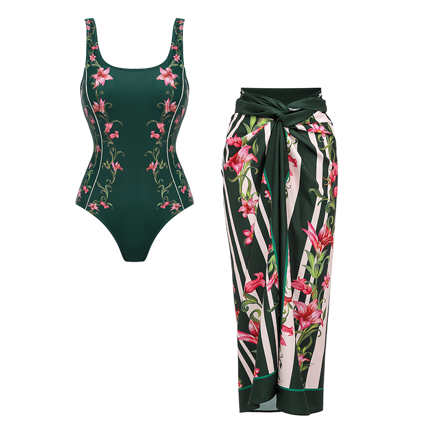 Floral Swimsuit with Embroidered Butterfly Swimsuit Set(s)