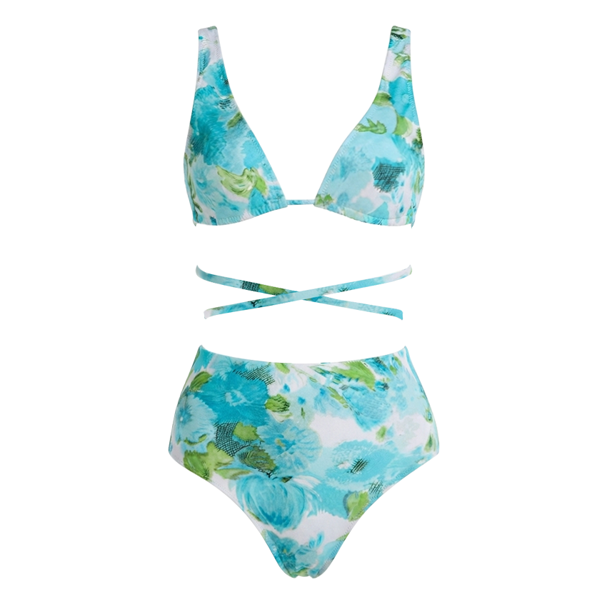  Abstract Blue Floral Bikini Swimsuit Set(s)