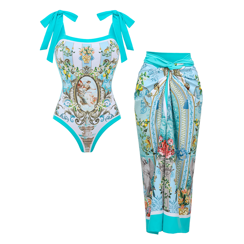 [Copy][Copy][Copy][Copy]Hollow out Peony Print Swimsuit Set(s)
