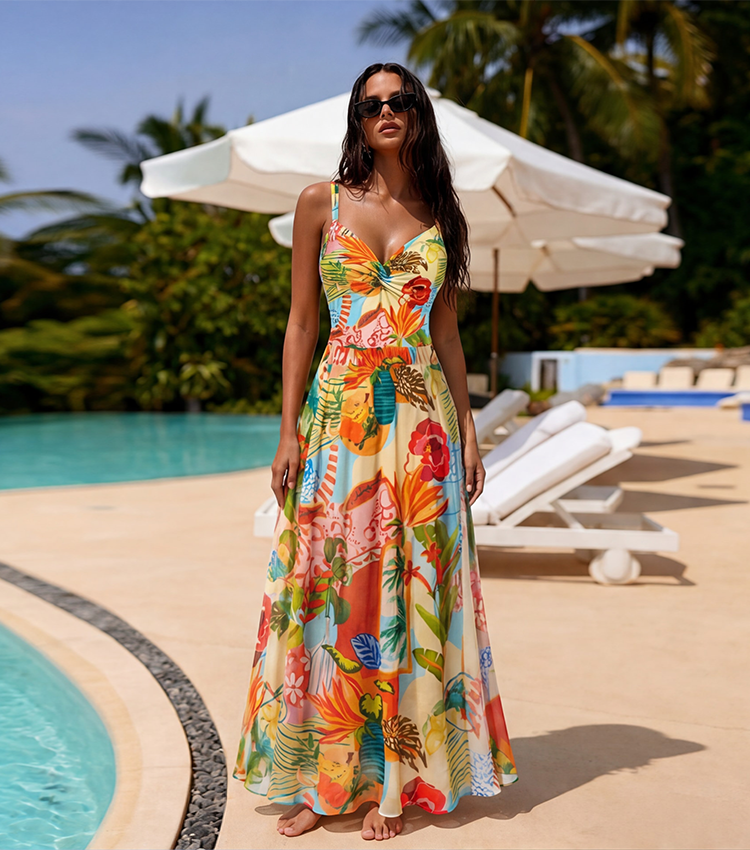 Adjustable Shoulder Straps Printed Swimsuit Set(s)