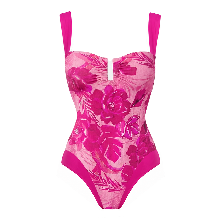 Detachable-Strap Floral Print Swimsuit Set(s)