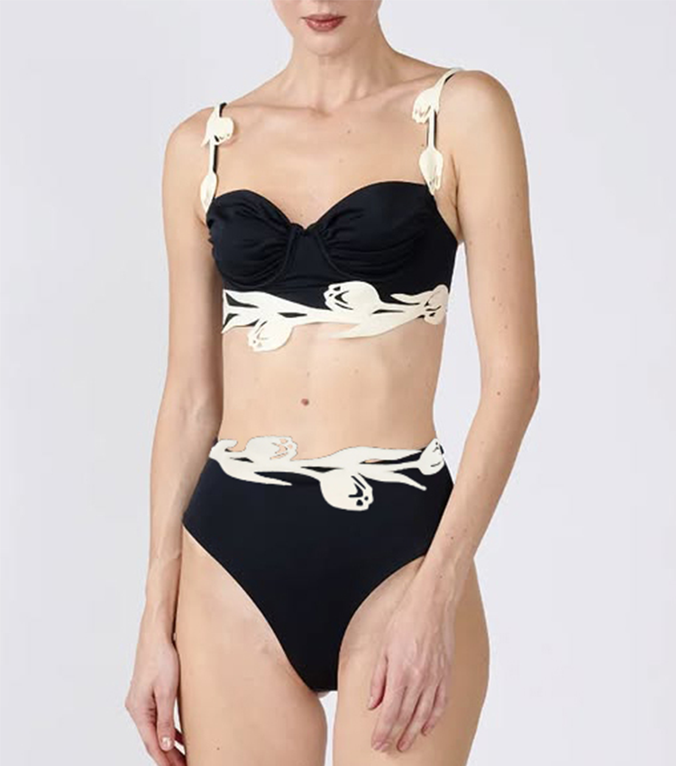 Tulip Decorate Color Blocking Swimsuit Set(s)
