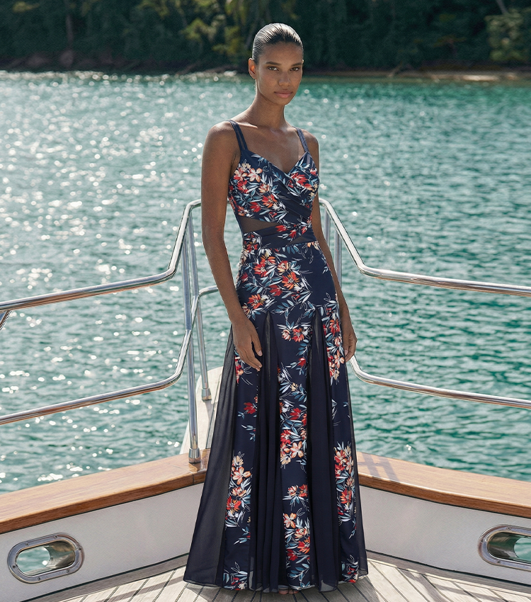 Fabric Splicing Ember Garden Print Swimsuit set(s)