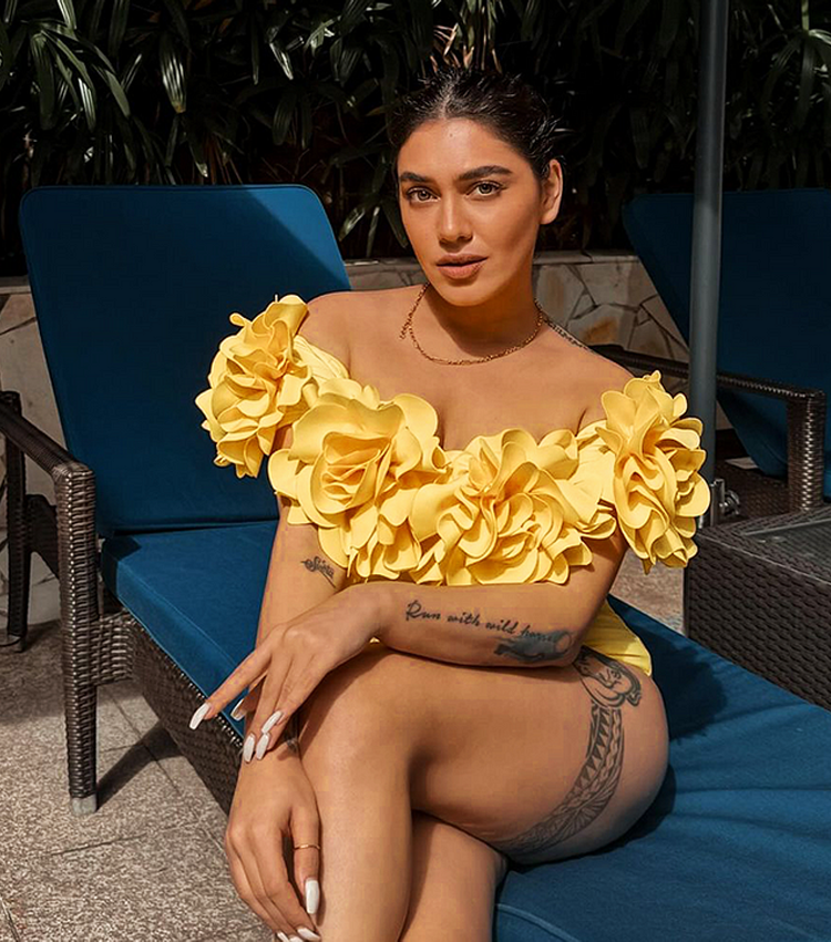 3D Flowers Decor One Piece Swimsuit and Skirt Flaxmaker