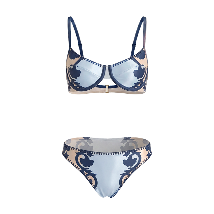 Midnight Blue Ethnic-style Print Swimsuit set(s)