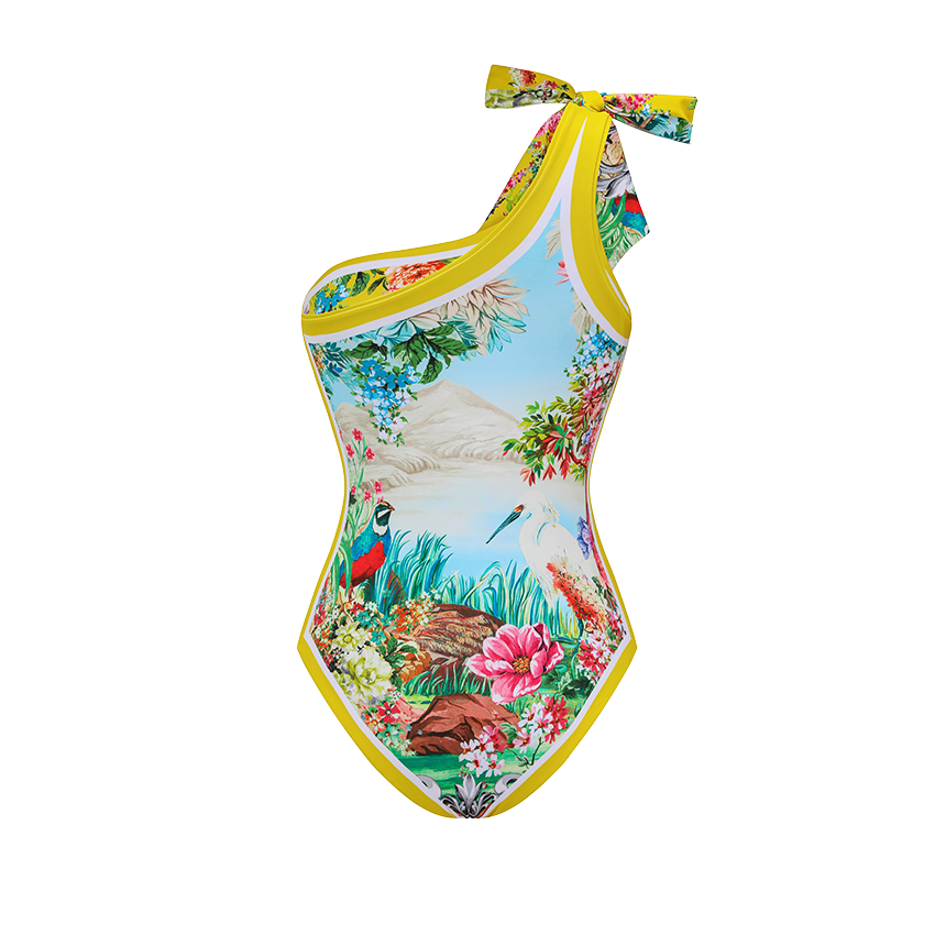 [Copy]Neckband Peony Print Swimsuit Set(s)