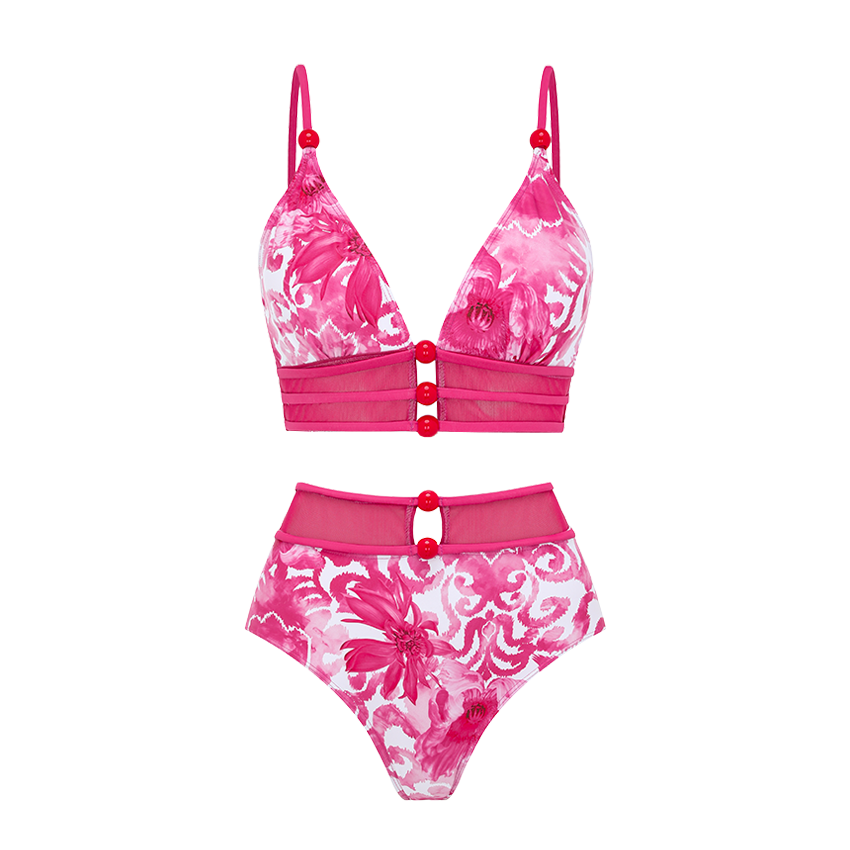 Cut-out Flowews Print Swimsuit set(s)