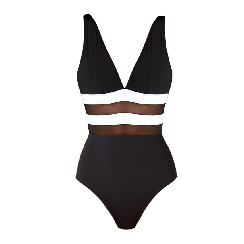 V-neck Color Blocking Swimsuit Set(s)