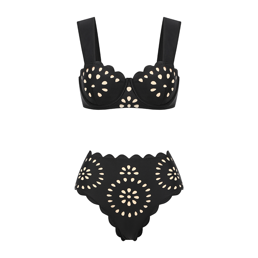 Underwire Black CutoutSwimsuit Set(s)