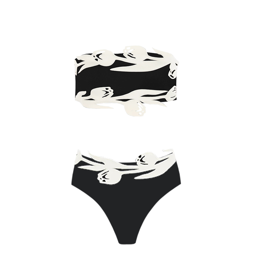 Strapless Tulip Decorate Swimsuit Set(s)