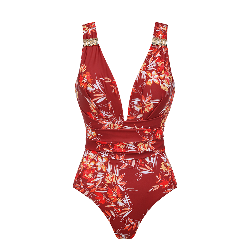 V-neckEmber Garden Print Swimsuit set(s)