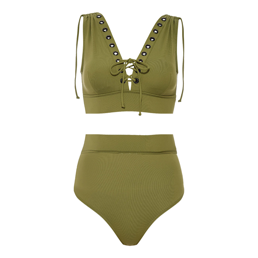 Olive Drab Drawstring Swimsuit Set(s)