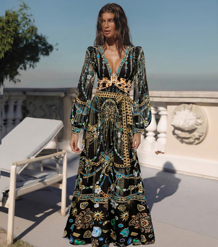 Long Sleeve Celestial Chains Print Swimsuit Set(s)