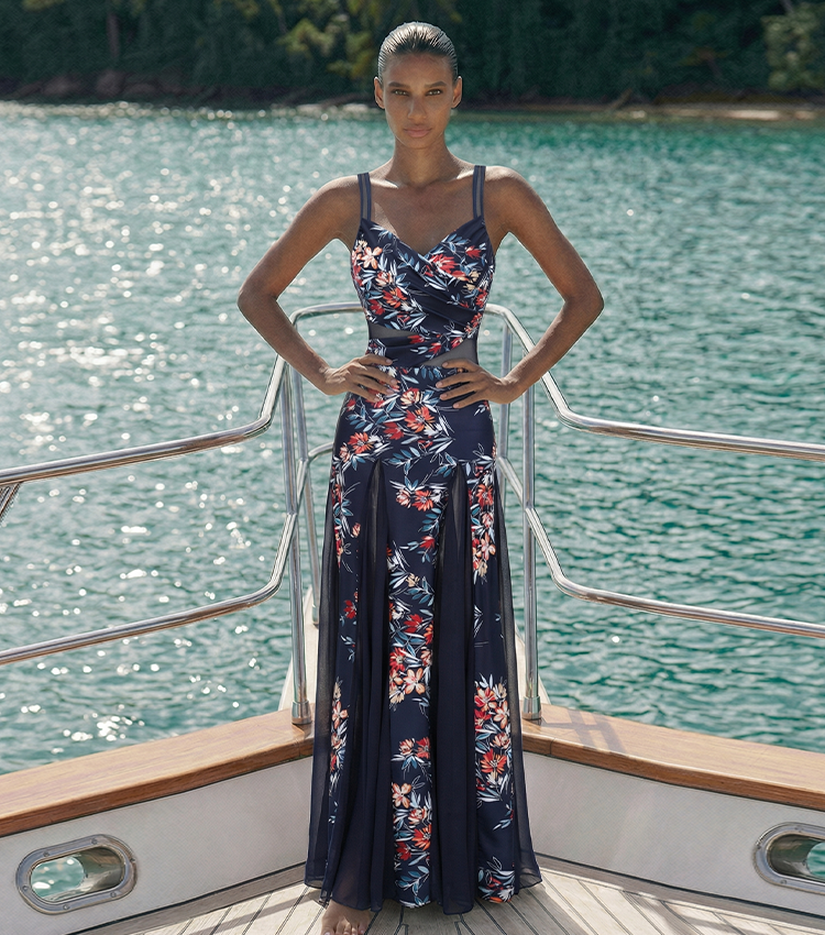 Fabric Splicing Ember Garden Print Swimsuit set(s)