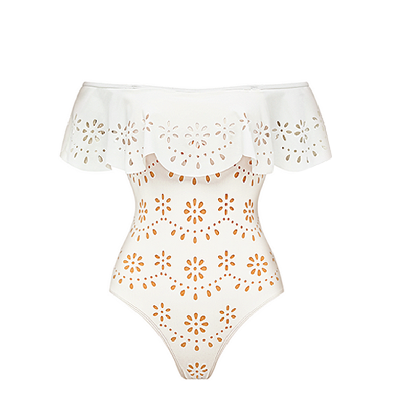 Three Pieces Set Hollow Out One Piece Swimsuit and Skirt