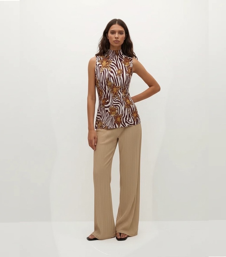 Zebra Leopard Pleated Two-Piece