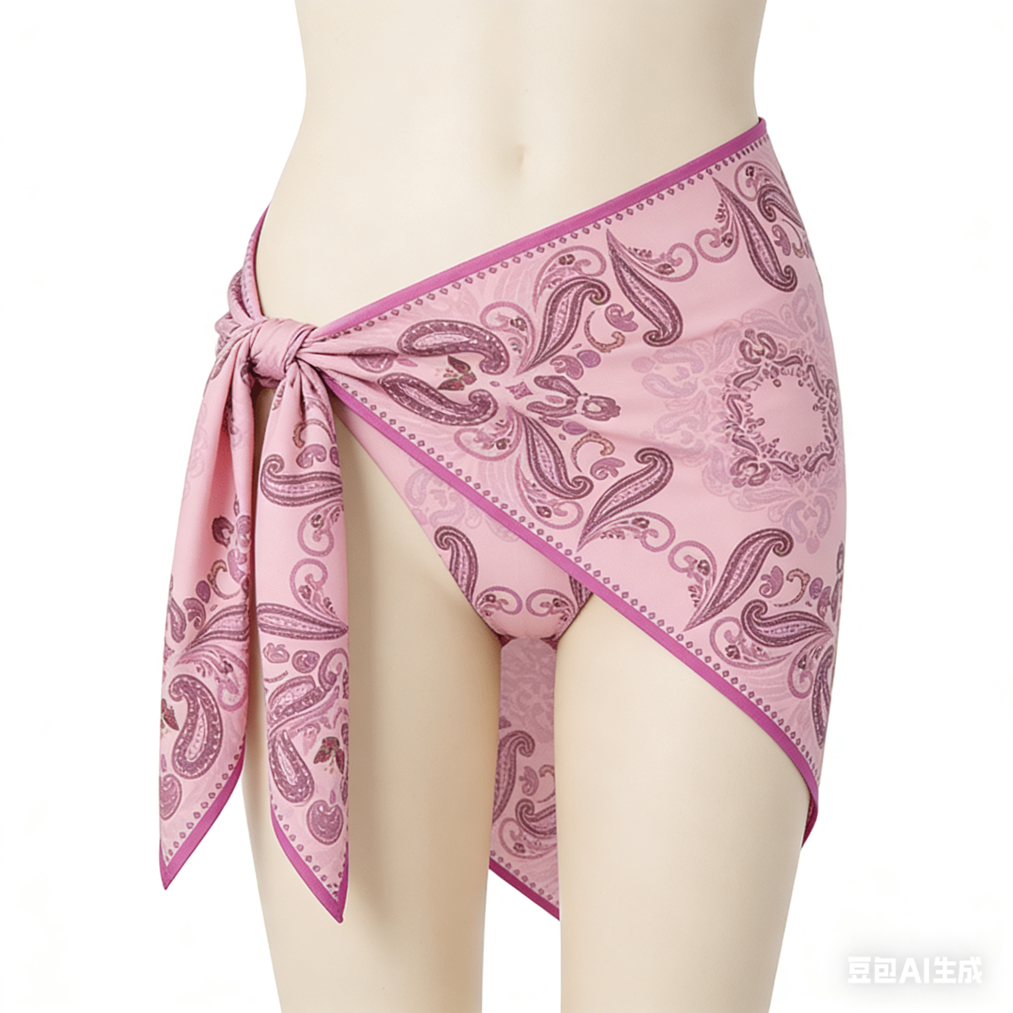  Pink Paisley Print Square Scarf