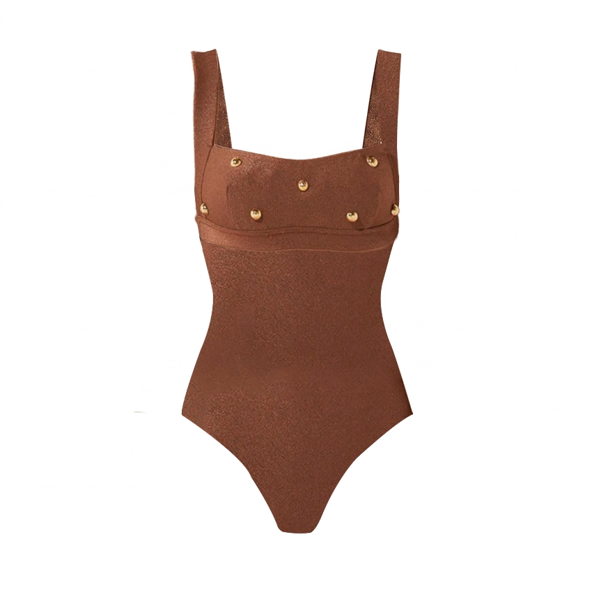 Sling Glossy Fabric Bead Embellishments Swimsuit Set(s)