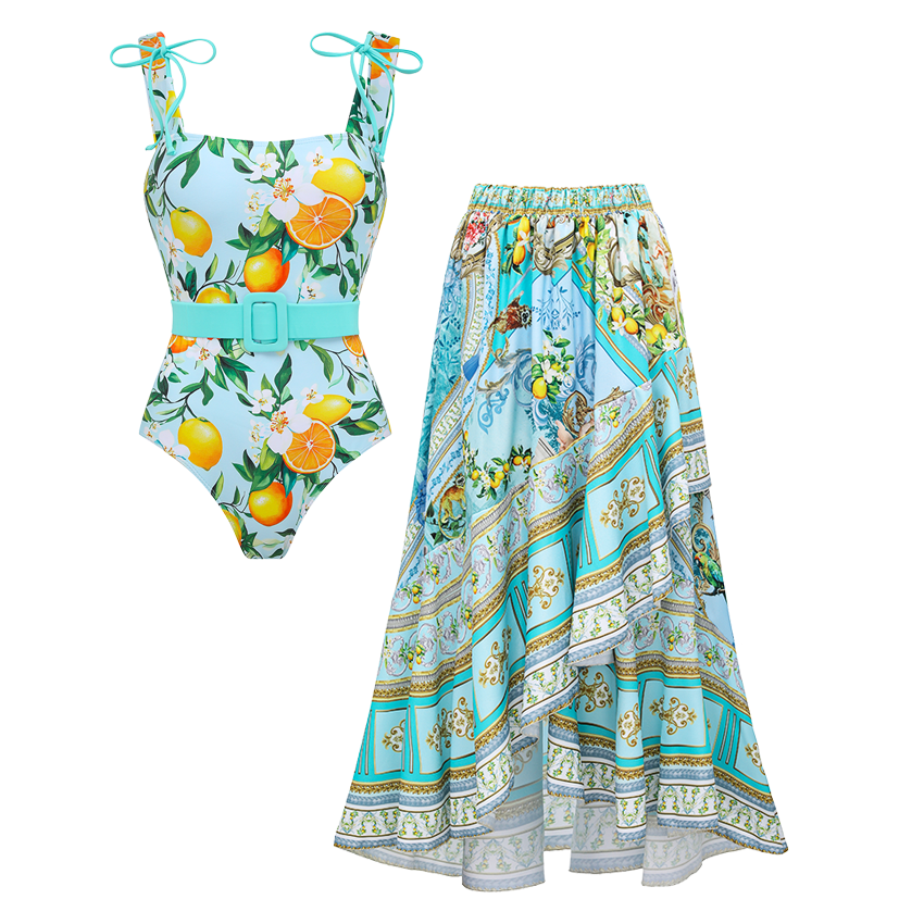 [Copy][Copy]Hollow out Peony Print Swimsuit Set(s)